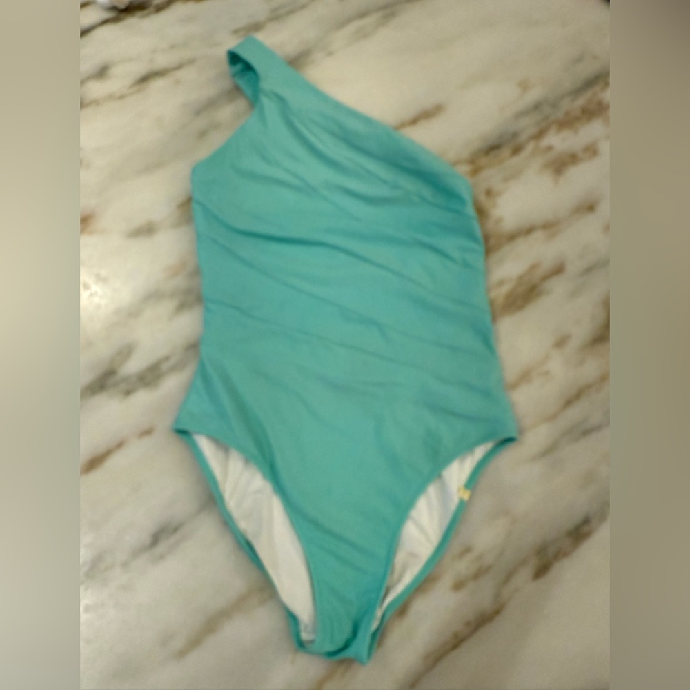 Summersalt Side Stroke One Piece Swimsuit 8 Aqua One Shoulder